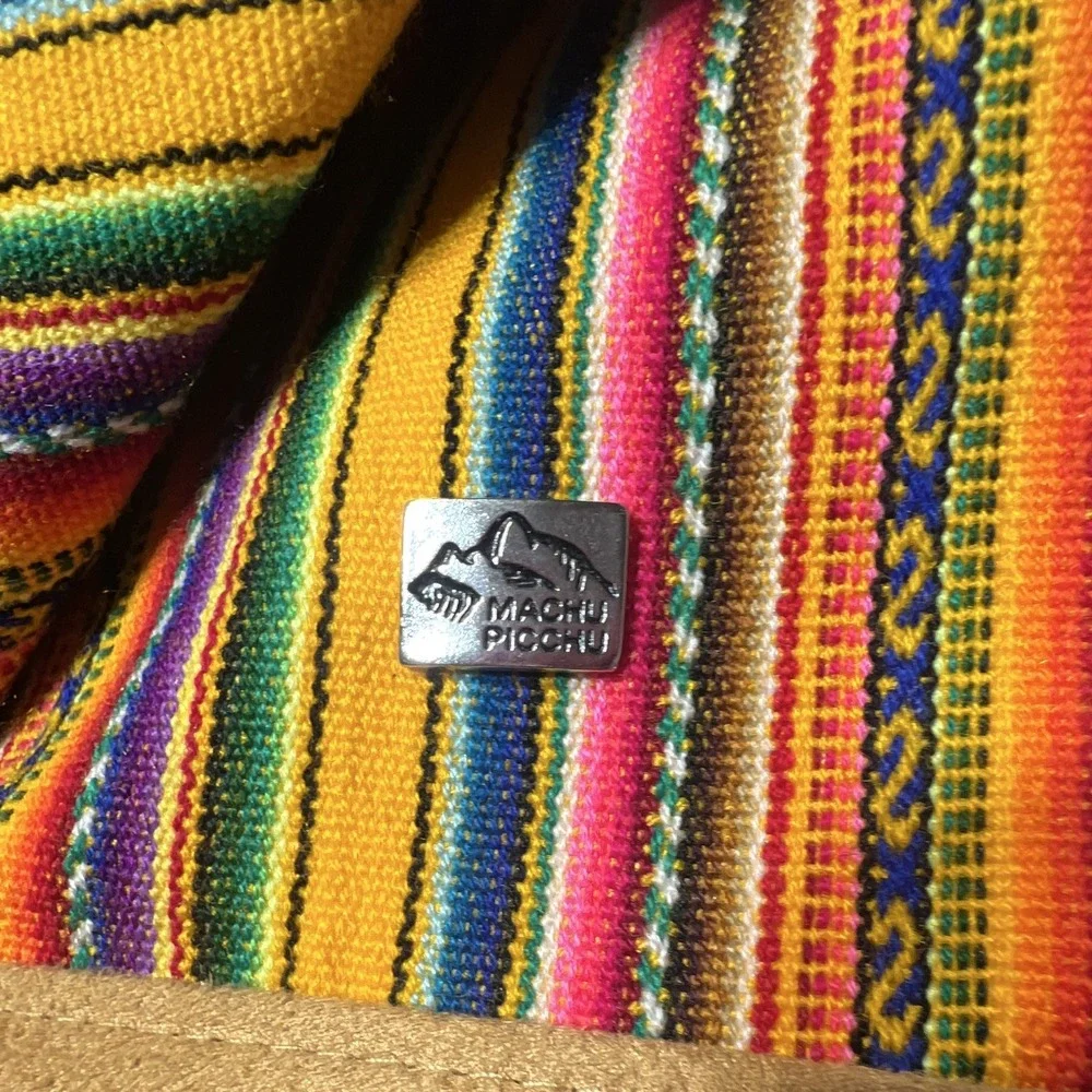 HippieBOHO SUMAK ART Peruvian Aguayo Woven Backpack Faux Suede Machu Picchu 16